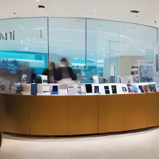 a large glass display case filled with various electronic devices